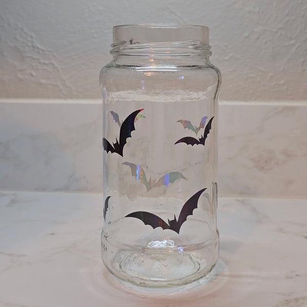 Bats Repurposed Jar Glass